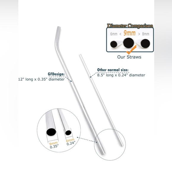 12 inch stainless steel straws-brand new in package - Picture 3 of 7